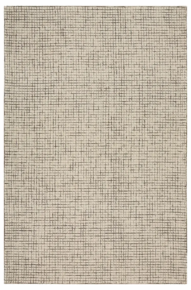 9' X 12' Tan and Ivory Grid Area Rug