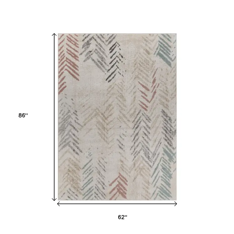 5' X 7' Ivory Eclectic Arrows Area Rug