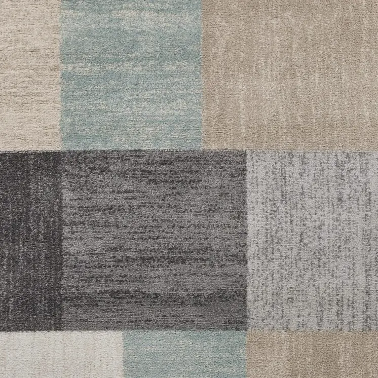 5' X 7' Beige and Black Modern Blocks Area Rug