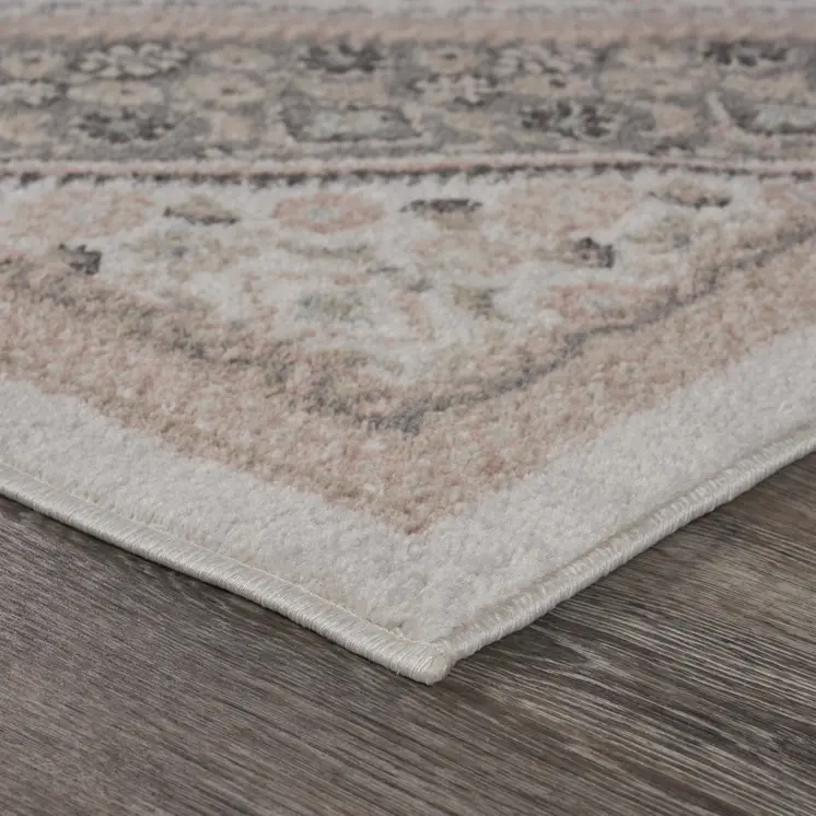 5' X 7' Gray and Blush Traditional Area Rug