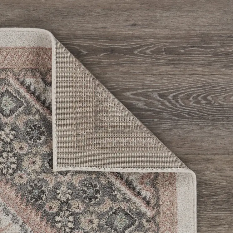 5' X 7' Gray and Blush Traditional Area Rug