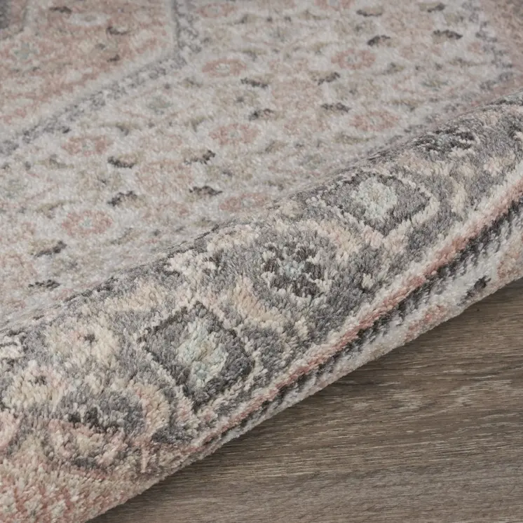 5' X 7' Gray and Blush Traditional Area Rug