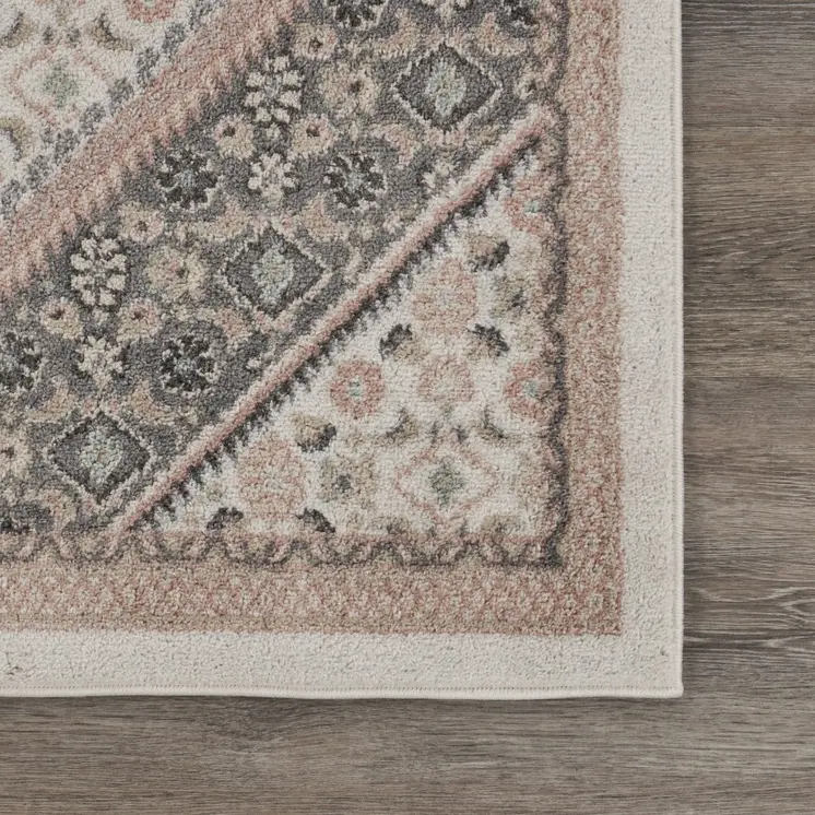 5' X 7' Gray and Blush Traditional Area Rug