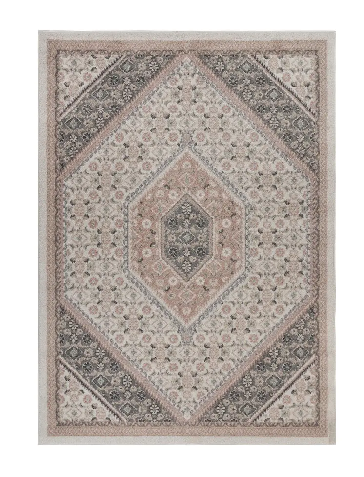 5' X 7' Gray and Blush Traditional Area Rug