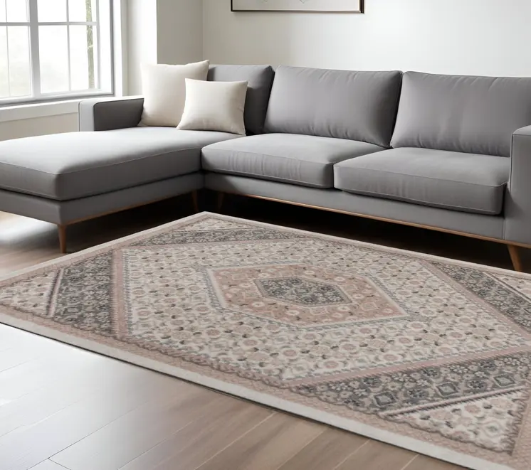 8' X 10' Gray and Ivory Area Rug