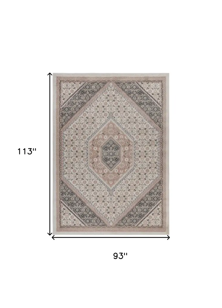 8' X 10' Gray and Ivory Area Rug