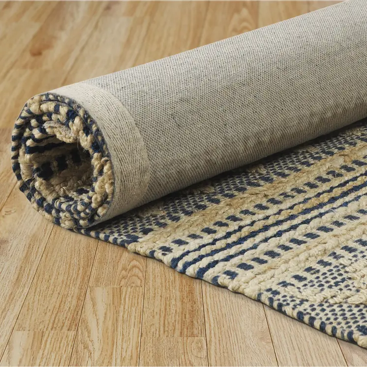 8' X 10' Blue and Beige Chevron Striped Area Rug