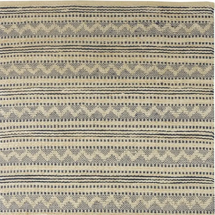 8' X 10' Blue and Beige Chevron Striped Area Rug