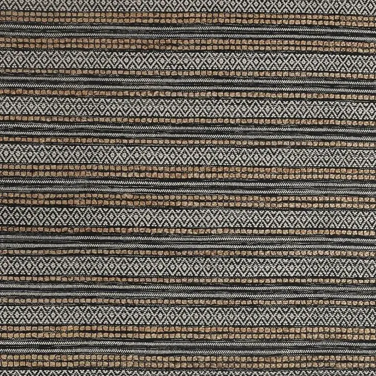 8' X 10' Black and Tan Decorative Striped Area Rug