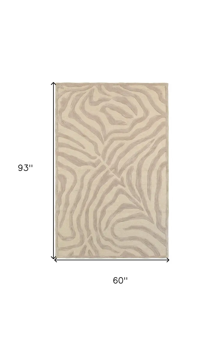 5’ x 8' Taupe Zebra Pattern Area Rug