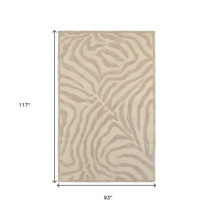 8’ x 10' Taupe Zebra Pattern Area Rug