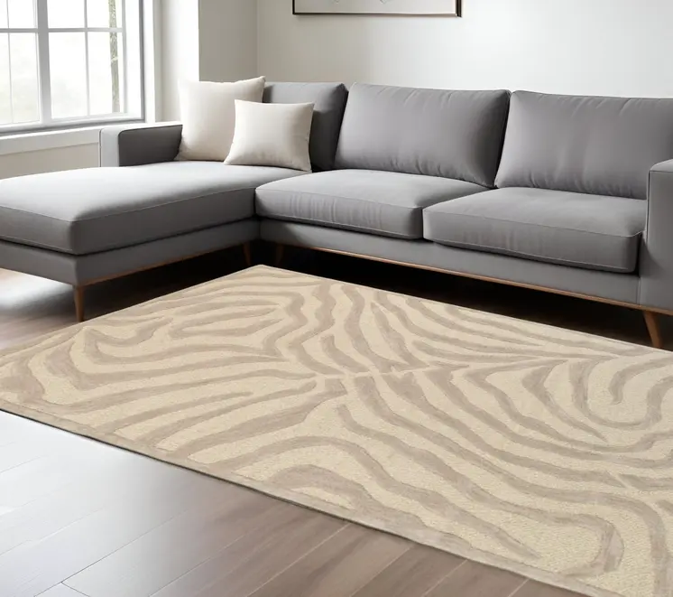 8’ x 10' Taupe Zebra Pattern Area Rug