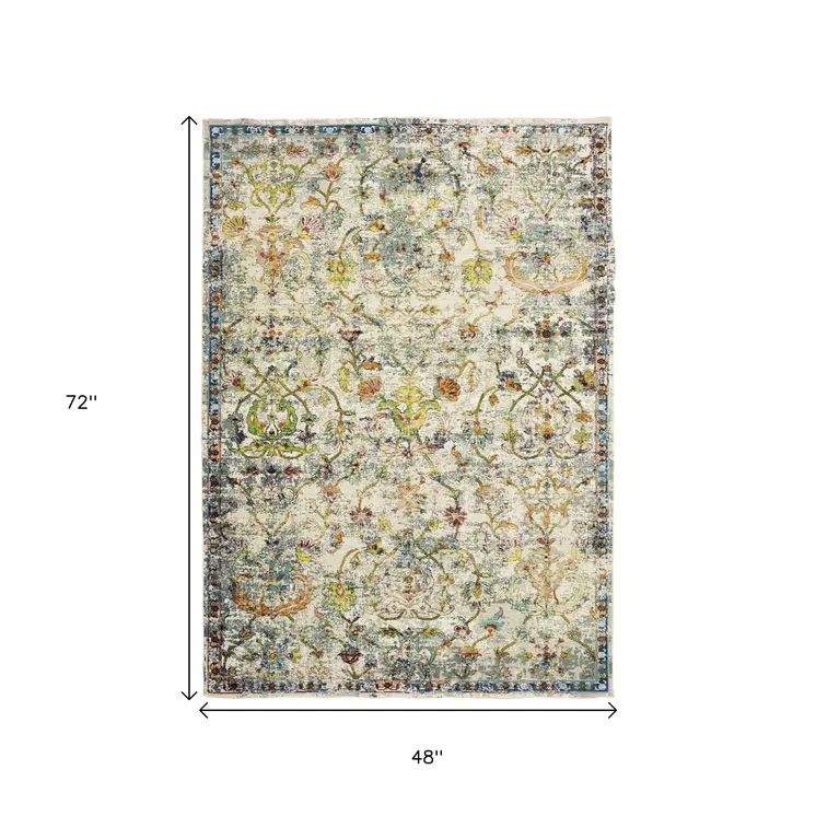 4' X 6' Beige Abstract Garden Area Rug