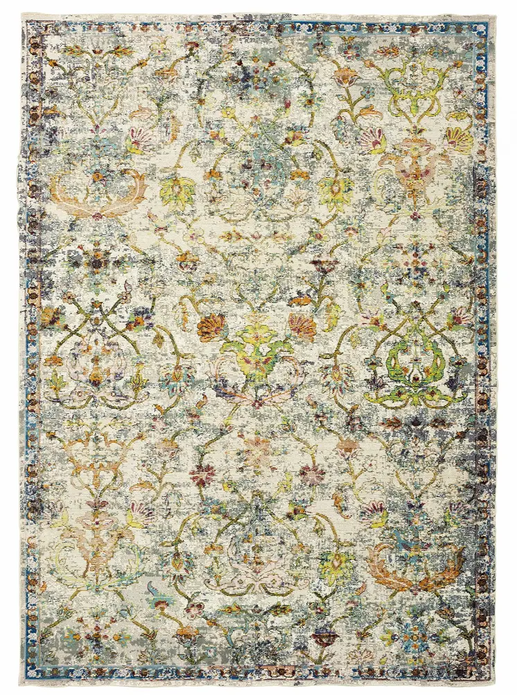 5' X 8' Beige and Ivory Area Rug