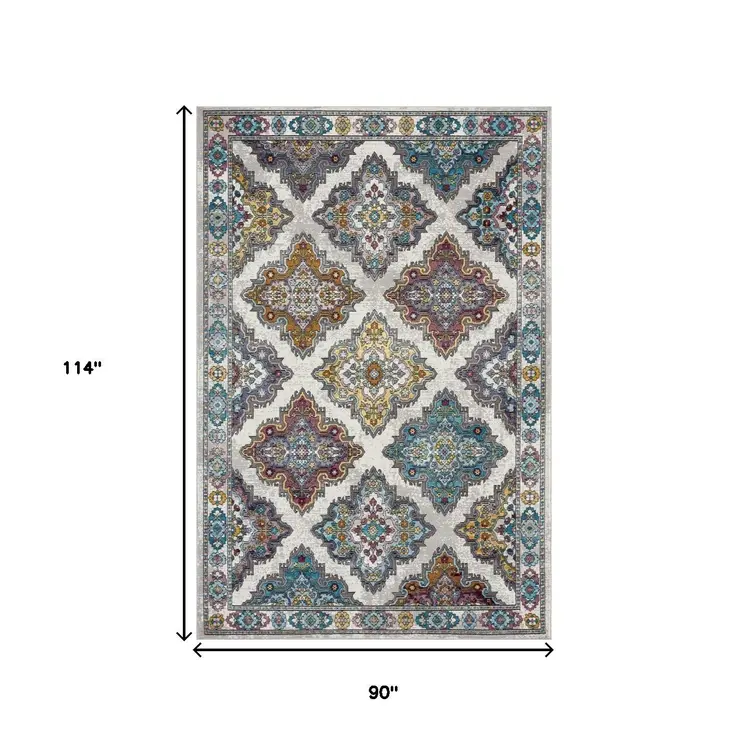 8' X 10' Blue Traditional Floral Motifs Area Rug