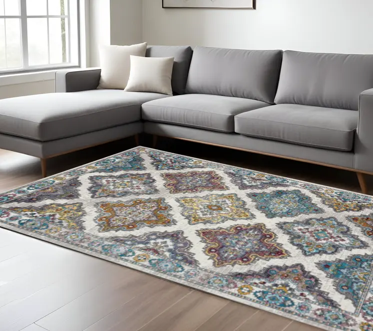 8' X 10' Blue Traditional Floral Motifs Area Rug