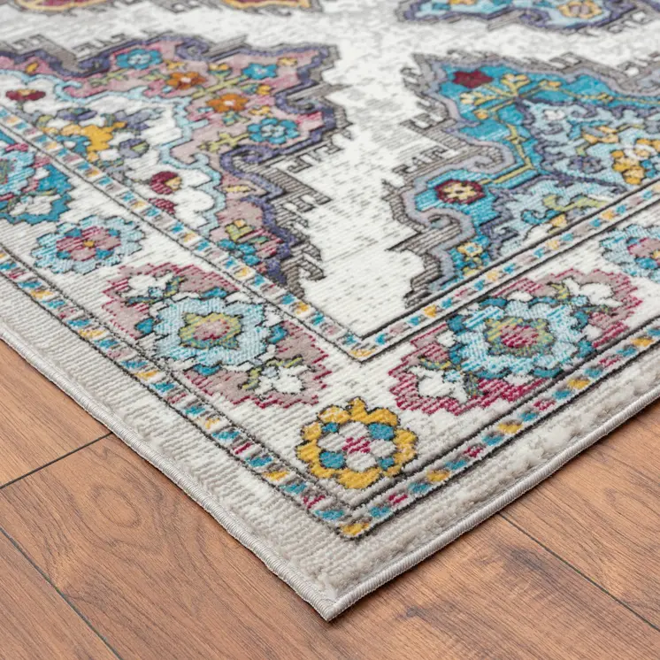 8' X 10' Blue Traditional Floral Motifs Area Rug
