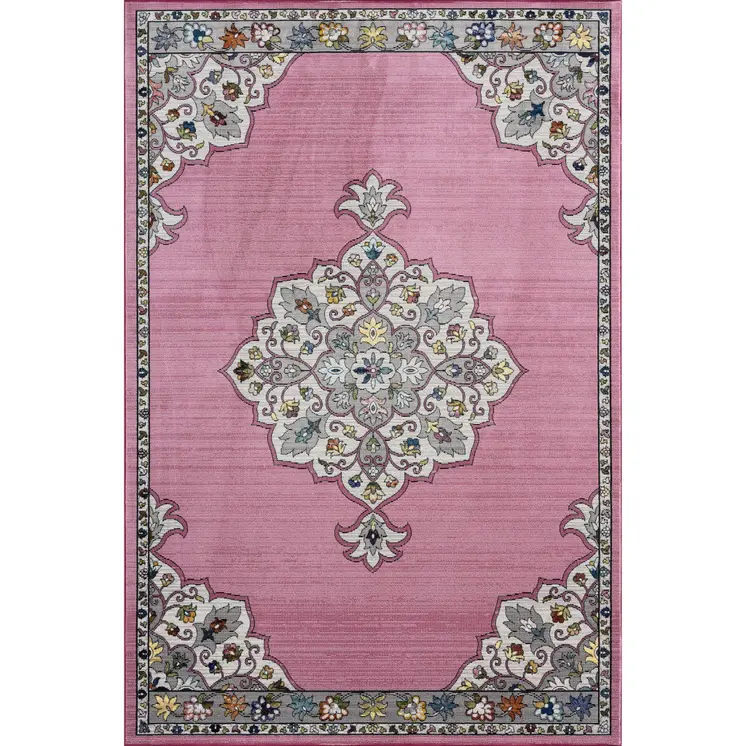 8' X 10' Pink Traditional Medallion Area Rug