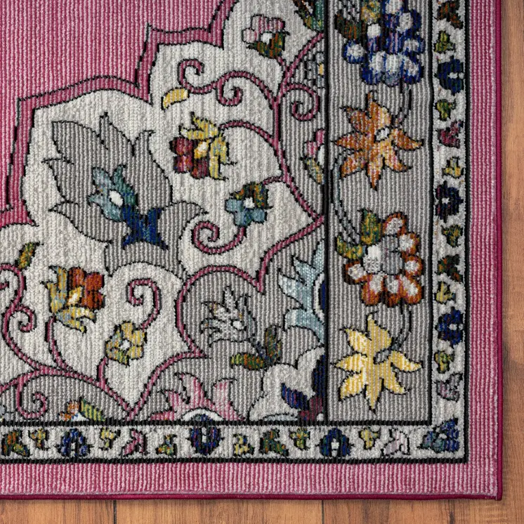 8' X 10' Pink Traditional Medallion Area Rug