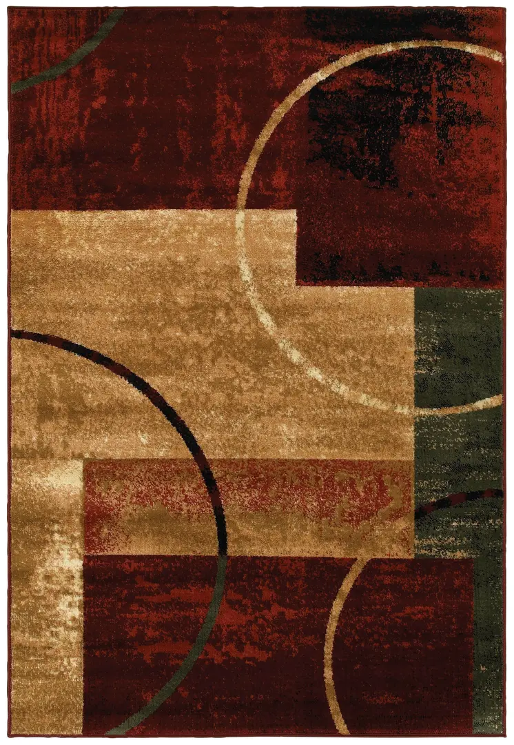 5' X 7' Red and Brown Geometric Area Rug