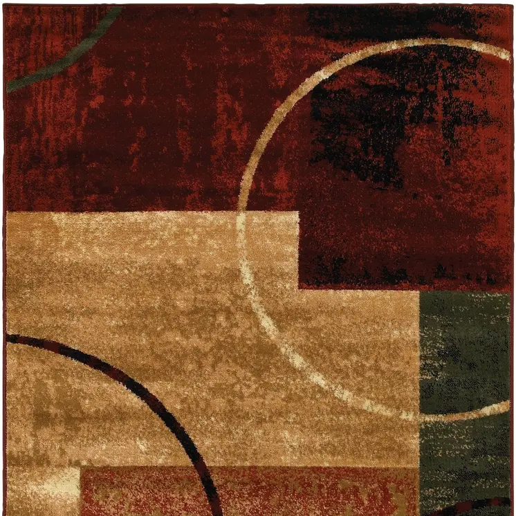5' X 7' Red and Brown Geometric Area Rug
