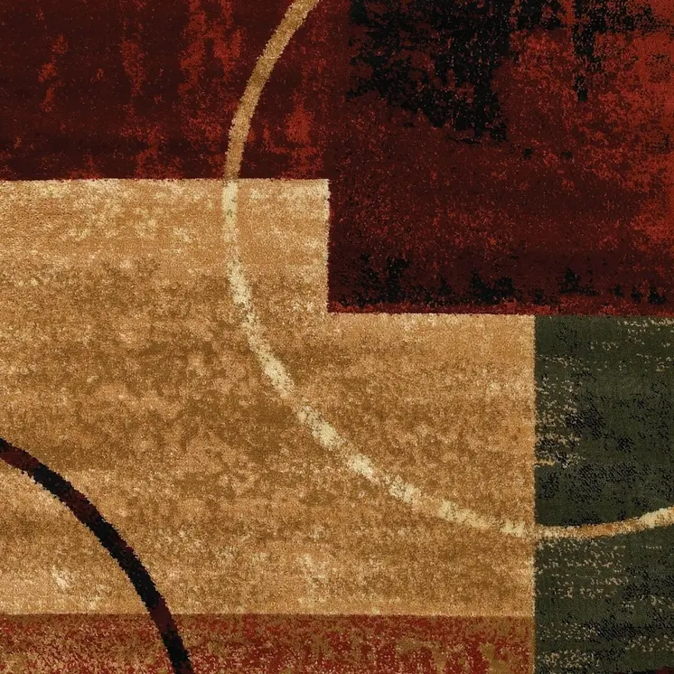 5' X 7' Red and Brown Geometric Area Rug