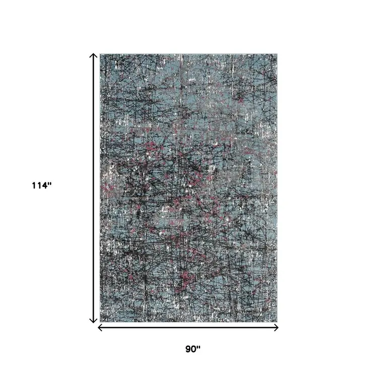 8' X 10' Blue Chaotic Strokes Area Rug