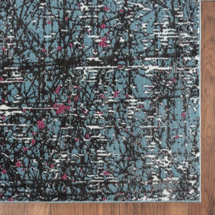8' X 10' Blue Chaotic Strokes Area Rug