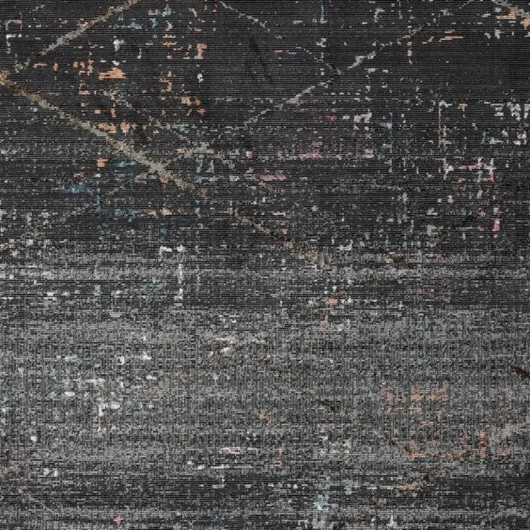 5' X 8' Distressed Black Abstract Area Rug