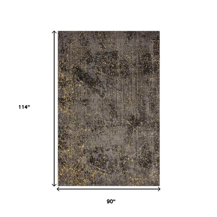 8' X 10' Gray and Yellow Abstract Sprinkle Area Rug