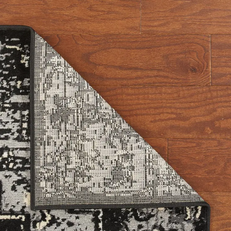 5' X 7' Black Medallion Oriental Area Rug