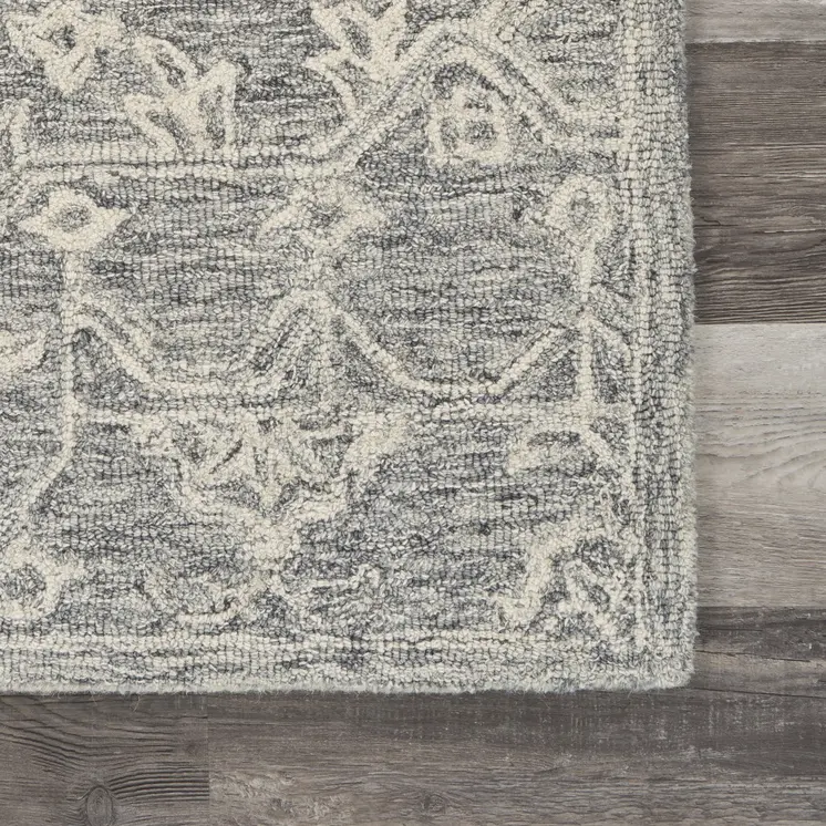 3' x 5' Gray Floral Finesse Area Rug