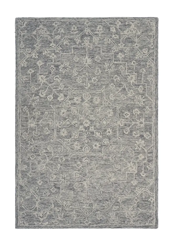 5' X 7' Gray Floral Finesse Area Rug