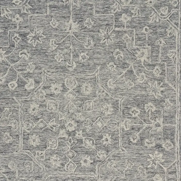 7' x 9' Gray Floral Finesse Area Rug