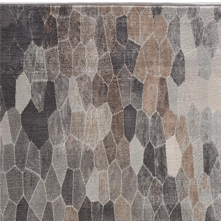 2' X 15' Beige Cobblestone Pattern Runner Rug