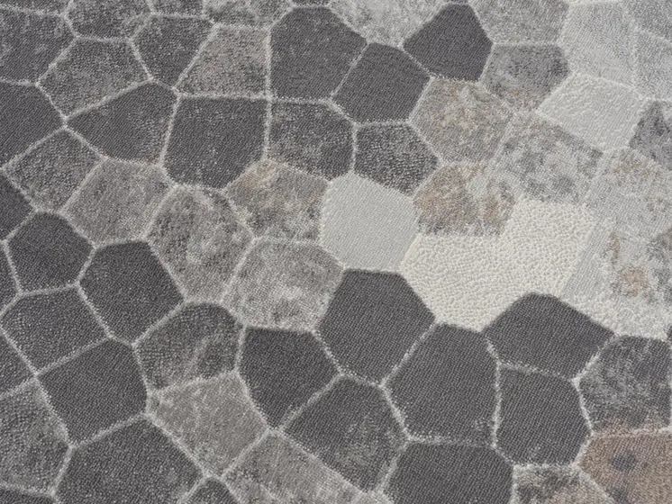 8' Beige And Gray Cobblestone Distressed Runner Rug