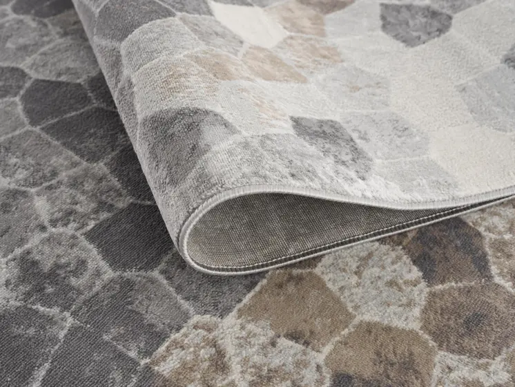 8' Beige And Gray Cobblestone Distressed Runner Rug
