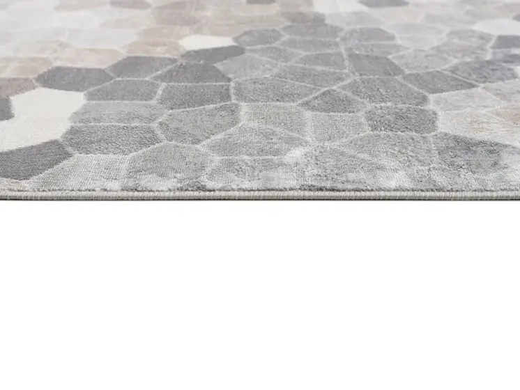8' Beige And Gray Cobblestone Distressed Runner Rug