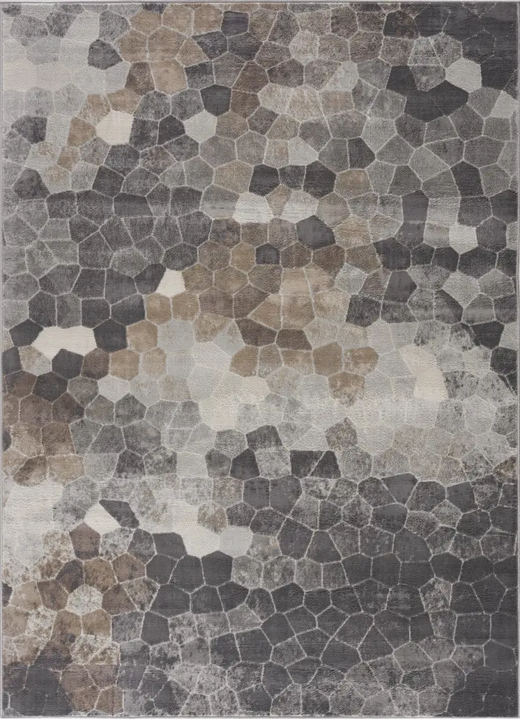 7' X 10' Beige Cobblestone Pattern Area Rug
