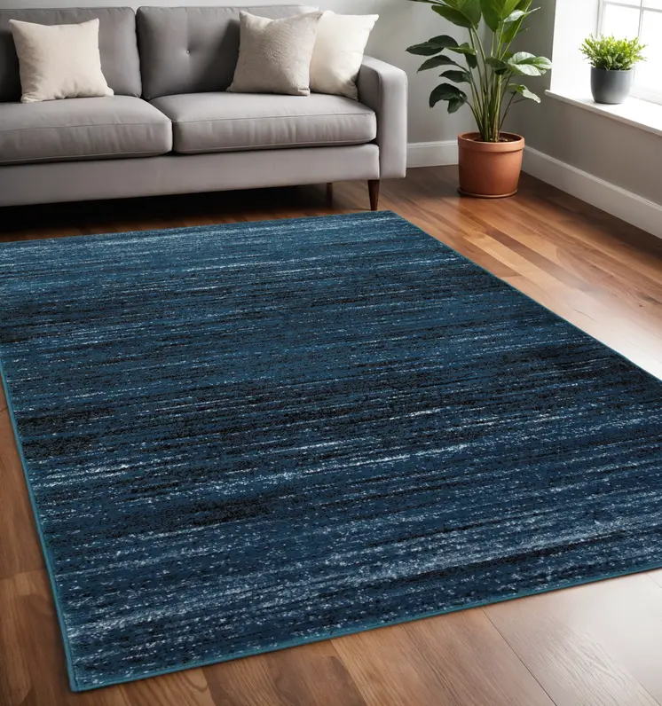 5' X 7' Blue Abstract Ocean Area Rug