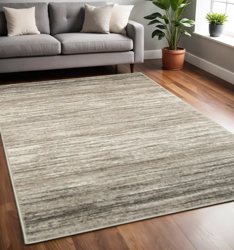 5' X 7' Beige Abstract Striations Area Rug