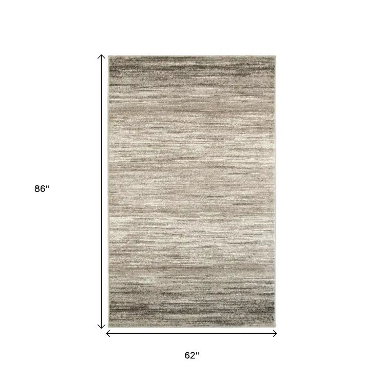 5' X 7' Beige Abstract Striations Area Rug