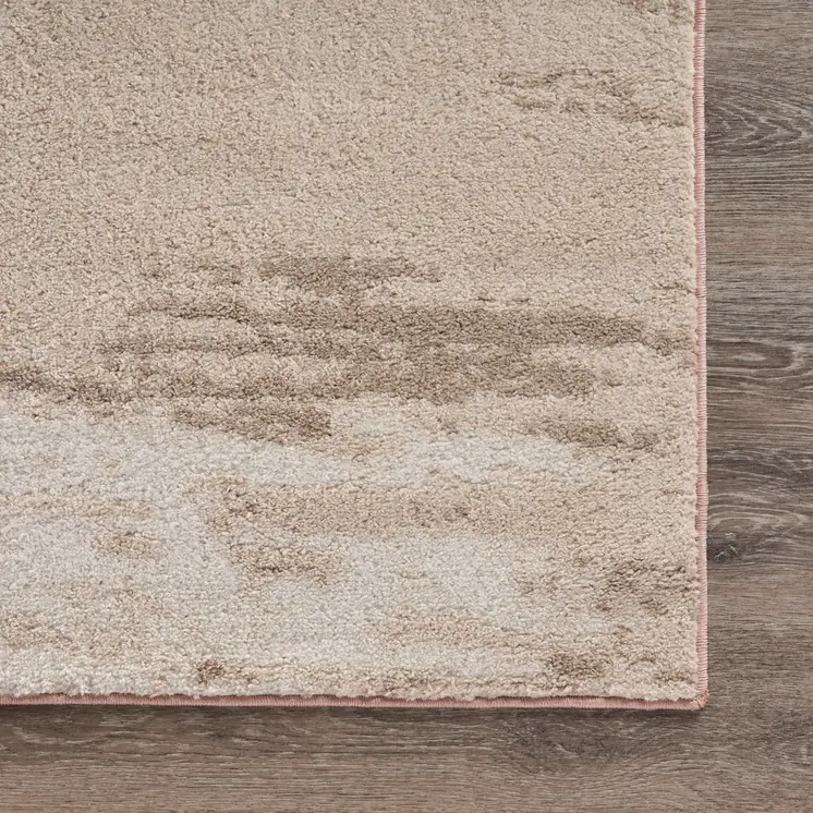 5' X 7' Ivory Beige and Blush Abstract Area Rug