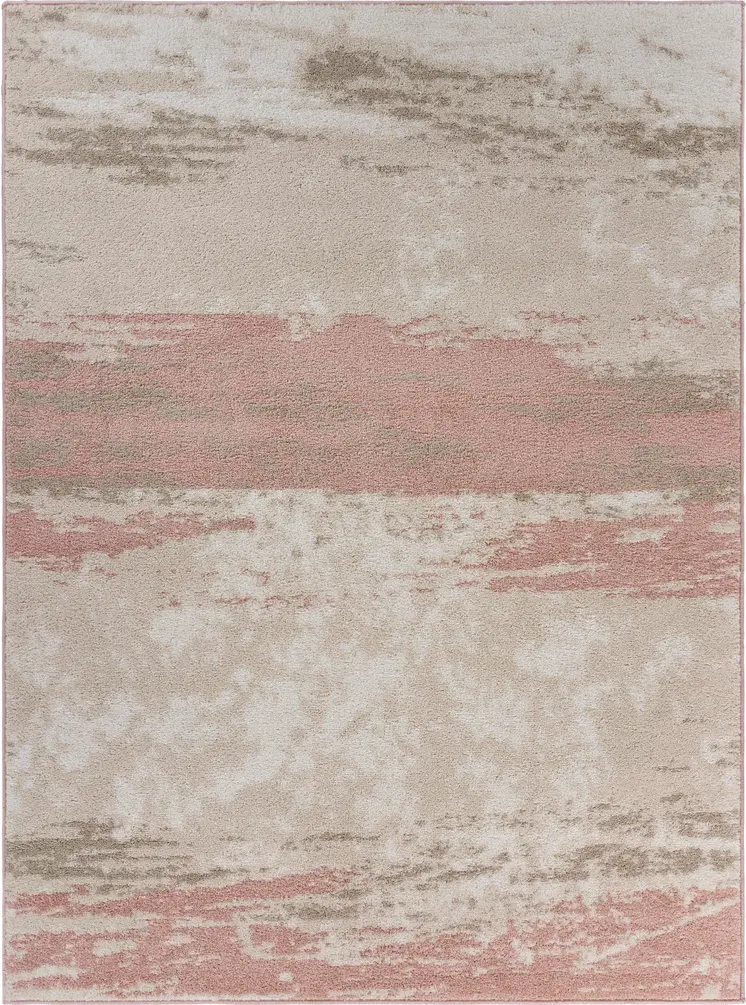 8' X 10' Ivory Beige and Blush Abstract Area Rug
