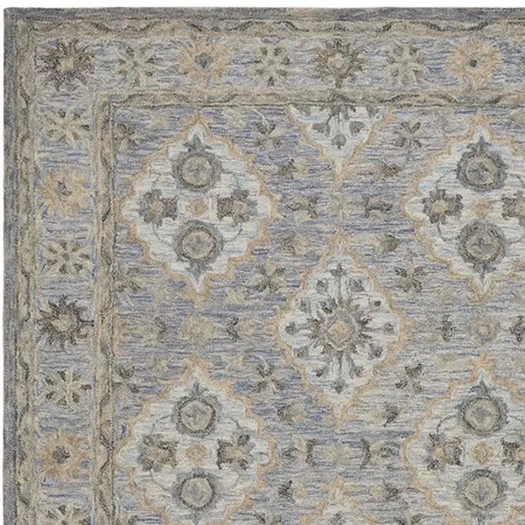 8' X 10' Blue and Tan Traditional Area Rug