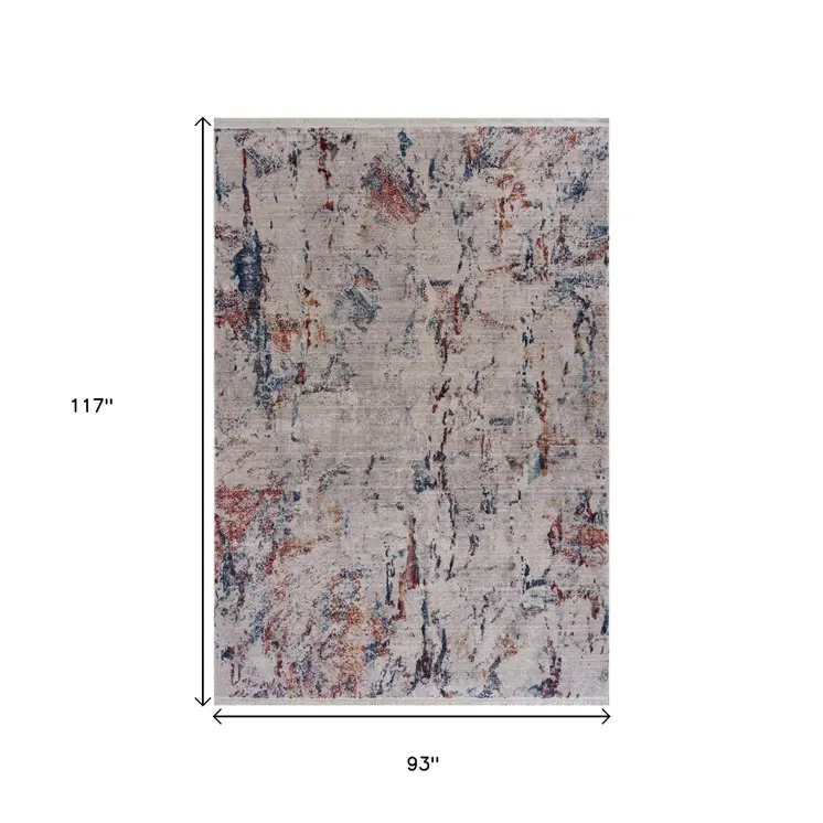 8' X 10' Orange and Ivory Medallion Area Rug