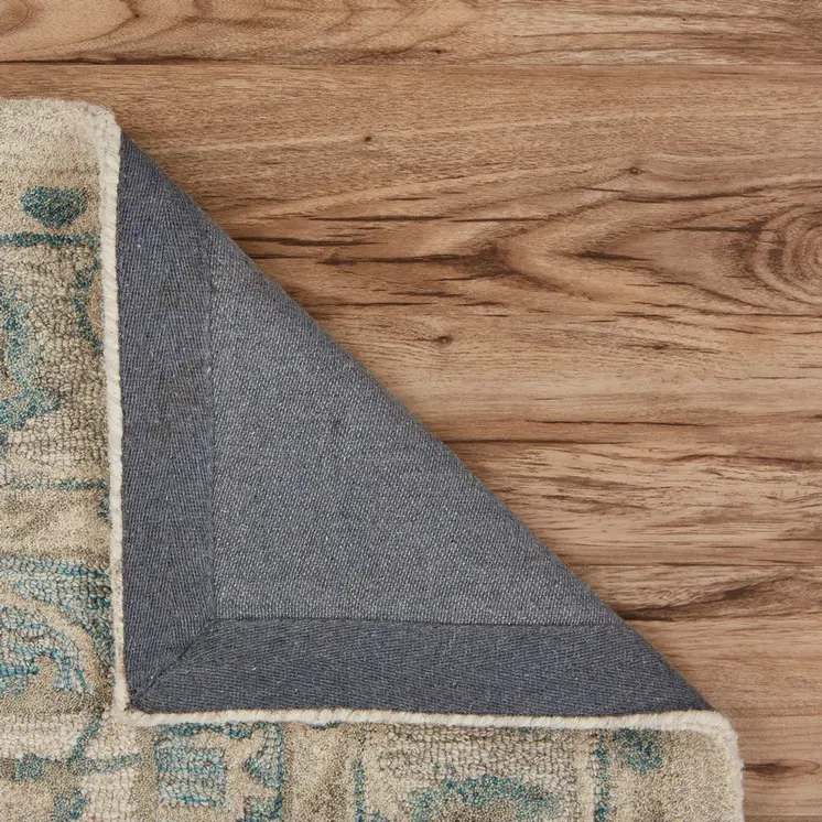 9' X 12' Turquoise and Cream Medallion Area Rug
