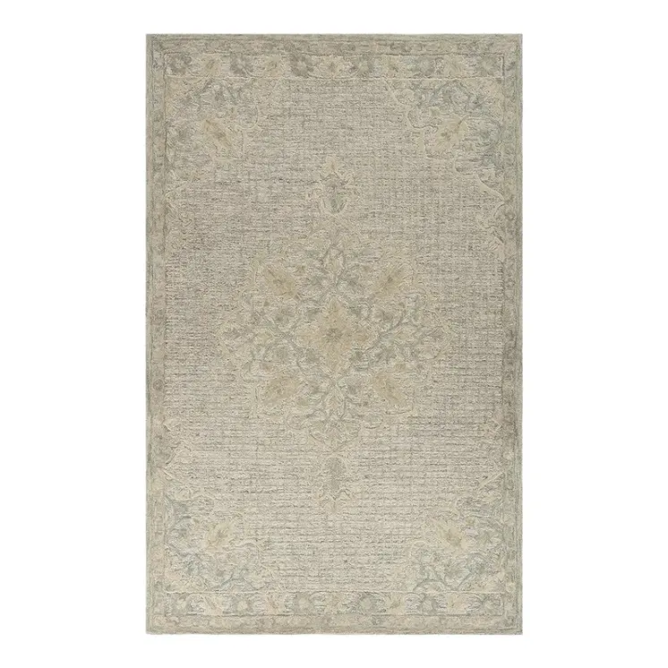 5' X 8' Beige Wool Handmade Area Rug