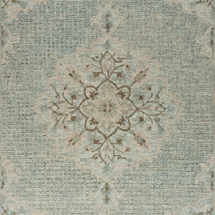 5' X 8' Blue Wool Floral Medallion Hand Tufted Area Rug