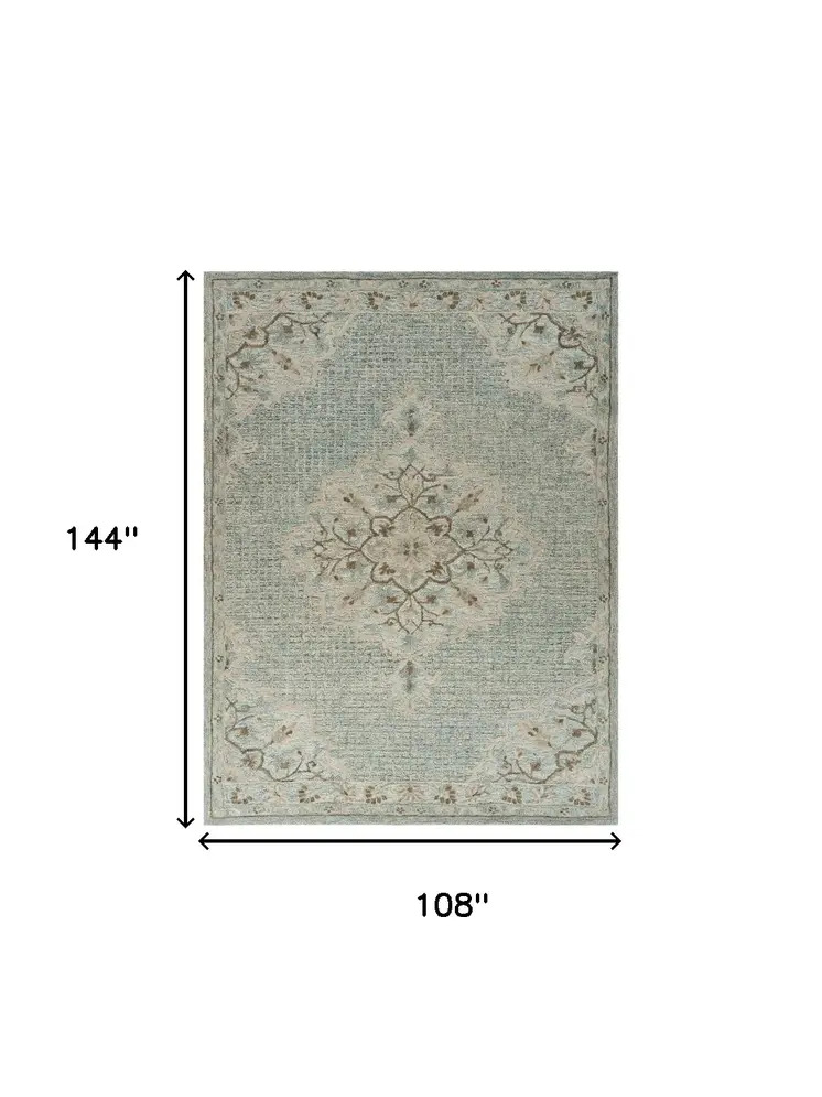 9' X 12' Blue Wool Hand Tufted Area Rug